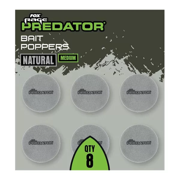 Fox Rage Predator Bait Poppers Gri Natural Mediu Extractor de Momeală 8buc