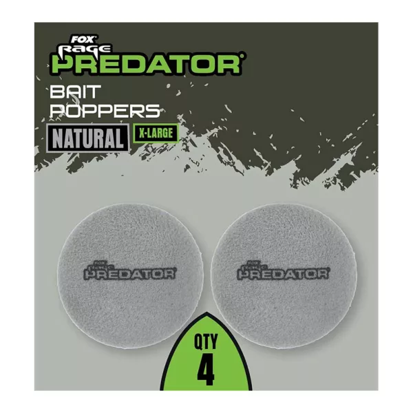 Fox Rage Predator Bait Poppers Gri Natural Extra Mare Extractor de Momeală 4buc