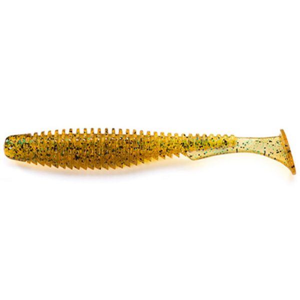 FISHUP U-Shad 7,62cm (9buc.), #036 - Caramel/Verde & Negru Nalucă din plastic