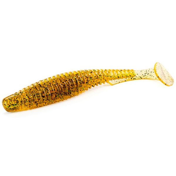 FISHUP U-Shad 10,16cm (8buc.), #036 - Caramel/Verde & Negru Nalucă din plastic