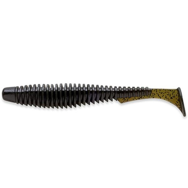 FISHUP U-Shad 10,16cm (8buc.), #043 - Watermelon Brown/Negru Nalucă din plastic