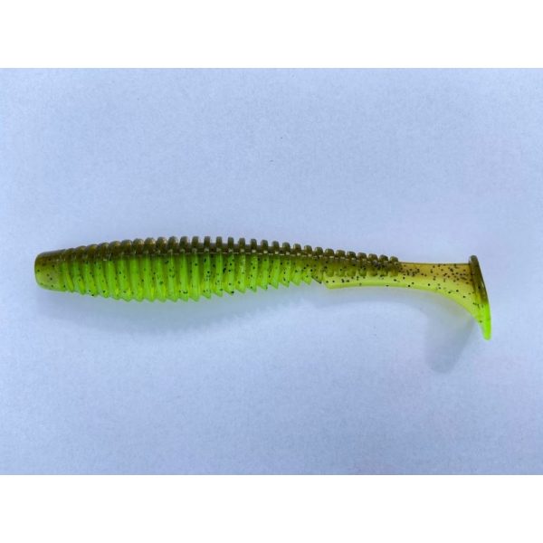 FISHUP U-Shad 10,16cm (8buc.), #204 - Dovleac Verde/Chartreuse Nălucă artificială din plastic