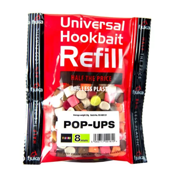 Fjuka Pop-Ups Mixed Colours 8mm Pop Up În Ambalaj de Reumplere 50gr