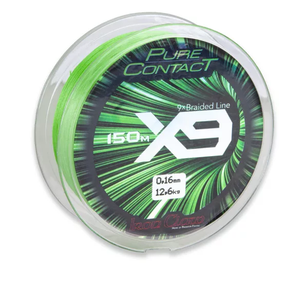 Iron Claw Pure Contact X9 Zöld 0,09mm 150m Fonott Főzsinór