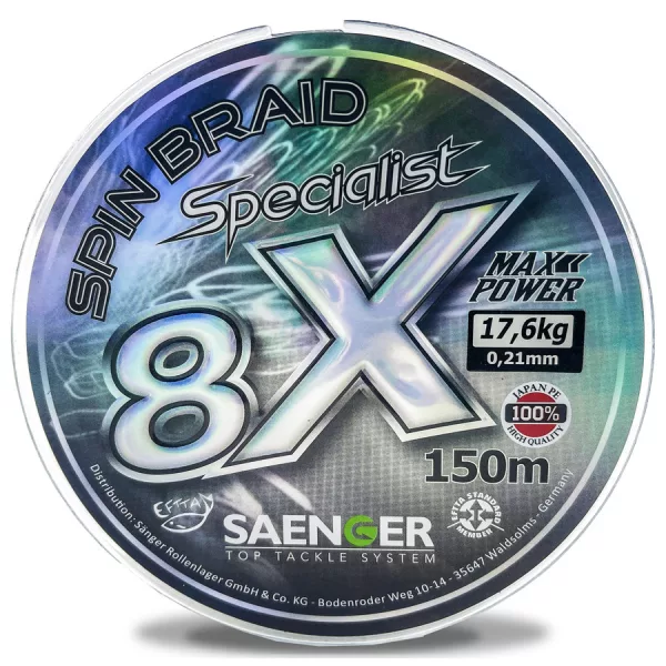 Saenger 8X Specialist Spin Braid Szürke 0,14mm 150m Fonott Főzsinór