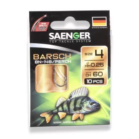 Saenger Perch 6 Lapkás, Szakállas Előkötött Horog 10db