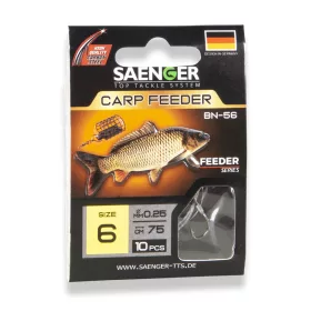   Saenger Carp Feeder 10 Lapkás, Szakállas Előkötött Horog 10db