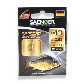   Saenger Carp Classic 4 Lapkás, Szakállas Előkötött Horog 10db