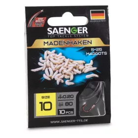   Saenger Maggothook R-25 8 Lapkás, Szakállas Előkötött Horog 10db