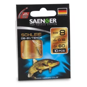 Saenger Tench 12 Lapkás, Szakállas Előkötött Horog 10db