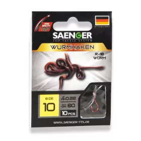   Saenger Wormhook 10 Lapkás, Szakállas Előkötött Horog 10db