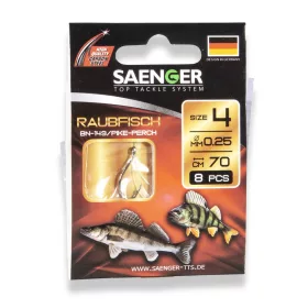 Saenger Predator 1 Füles, Szakállas Előkötött Horog 8db