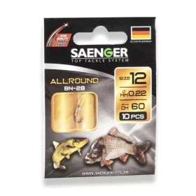   Saenger Allround 4 Lapkás, Szakállas Előkötött Horog 10db