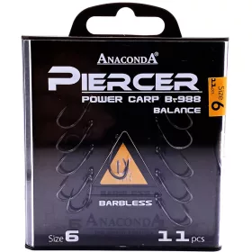   Anaconda Piercer Power Carp B-988 6 Füles, Szakáll Nélküli Pontyozó Horog 11db