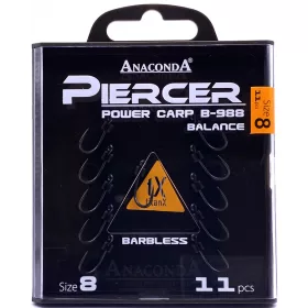   Anaconda Piercer Power Carp B-988 8 Füles, Szakáll Nélküli Pontyozó Horog 11db