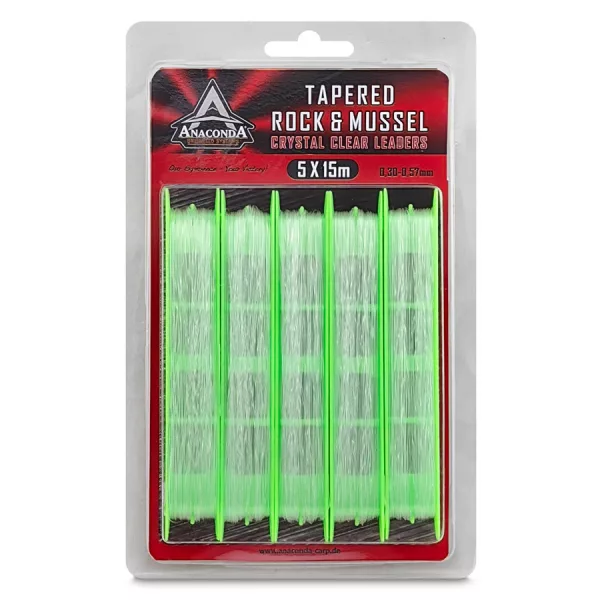 Anaconda Tapered Rock & Mussel Átlátszó 0,33-0,57mm 15m Előtétzsinór 5db