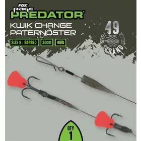   Fox Rage Predator Kwik Change Paternoster Trace 30cm Forfac din sârmă de oțel cu cârlig triplu de mărimea 8