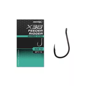   Matrix X3B Feeder Rigger 14 Barbed Cârlig cu ochi și barbă 10db
