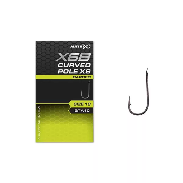 Cârlig Matrix X6B Curved Pole XS 18 cu paletă, cu barbă 10 buc