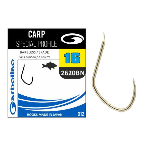 Garbolino Carp Special Profile 2620BN 12 cu placă, Cârlig Feeder Fără Barbă 14buc