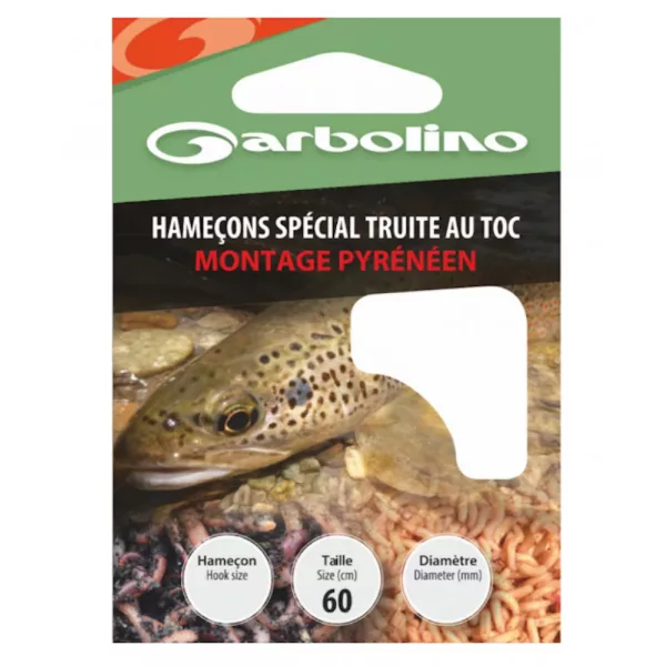 Garbolino Special Trout Hooks / Pyrenean Rig 16 Cârlige monofil, legate, cu barbă 10 buc.