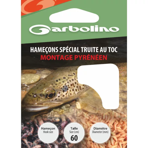 Garbolino Special Trout Hooks / Pyrenean Rig 10 Cârlige monofil, legate, cu barbă 10 buc.