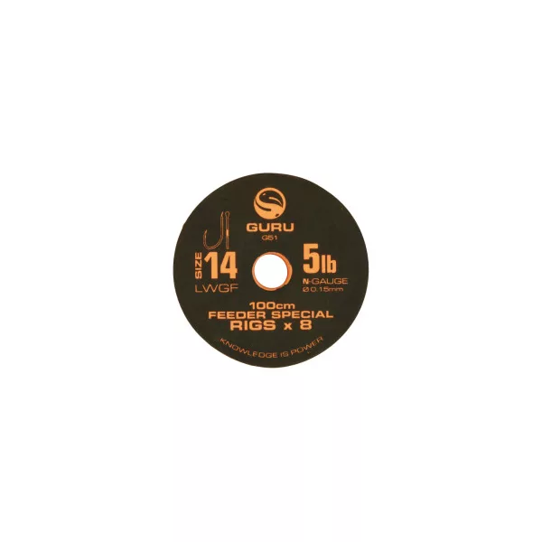 Guru LWGF Feeder Special Rig cârlig pre-legat - 100cm - mărimea 18