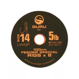  Guru LWGF Feeder Special Rig cârlig pre-legat - 100cm - mărimea 20