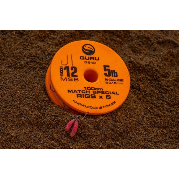 Guru Match Special Rig 12 Cârlig pre-legat Monofilament cu barbă, cu paletă 8buc