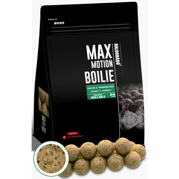 Haldorádó Max Motion Boilie Premium Soluble Cocos-Alună Tigrată 800gr 24mm Boilie