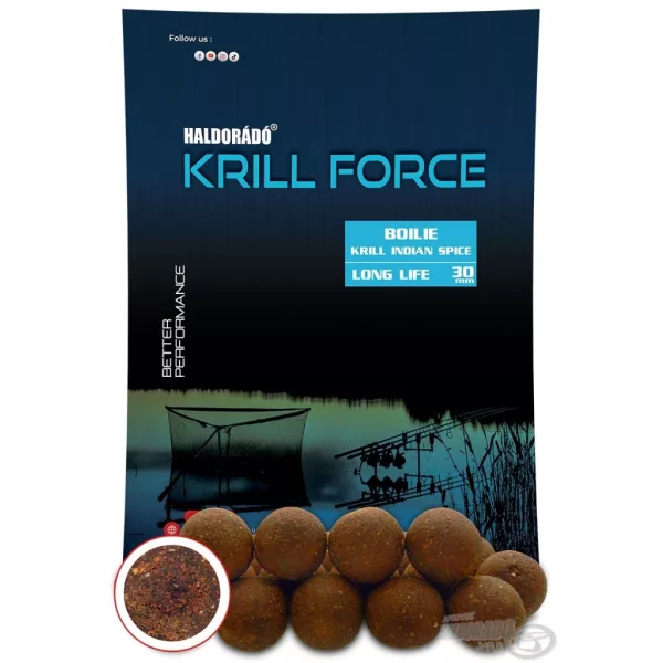Haldorádó Krill Force Boilie Long Life 30mm Krill Indian Spice Boili de Nădire 700gr