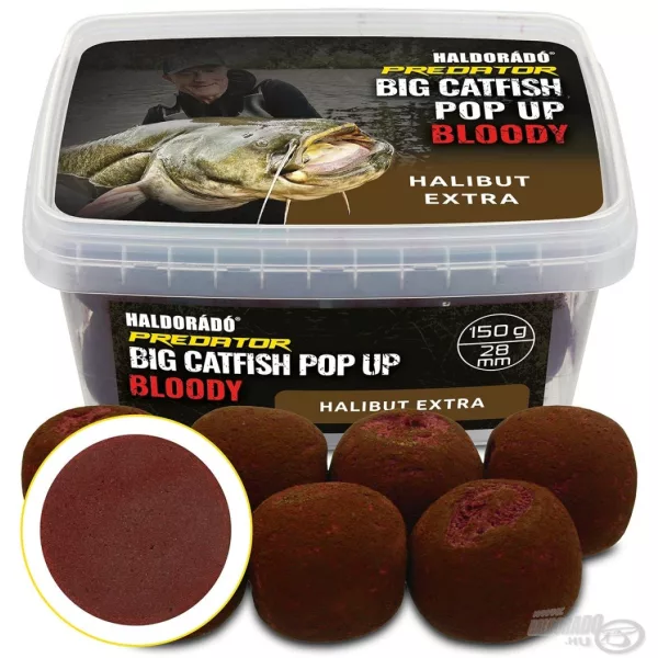 Haldorádó Catfish Pop Up 28mm Bloody Halibut Extra Momeală de cârlig pentru somn 200gr