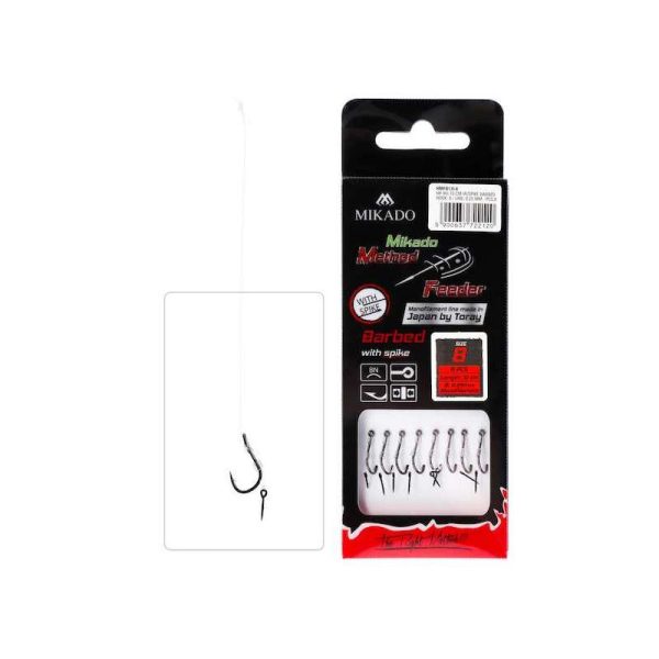 Mikado Method Feeder FC cu spin pentru momeală 6 cu ochet, Cârlig pre-legat cu barbă 8 buc
