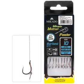   Mikado Method Feeder MF13 cu spin pentru momeală 12 cu ochet, Cârlig pre-legat cu barbă 8 buc