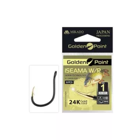   Mikado Golden Point Iseama W/ring 4 Cârlig de Crap cu Ochi, cu Barbă 10 buc