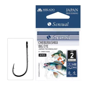   Mikado Cheburashka Big Eye 6 Cârlig cu barbă, cu un singur braț, cu ureche, pentru pești răpitori 8 buc