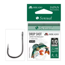   Mikado Sensual Drop Shot 2/0 Cârlig simplu, cu barbă, cu ochi, pentru pești răpitori 10 buc