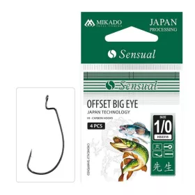   Mikado Sensual Offset Big Eye 4/0 Cârlig simplu, cu barbă, cu ochi, pentru pești răpitori 3 buc