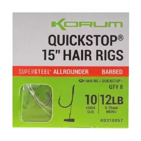   Korum 38cm Big Fish Hair Rigs W Quickstops Size 14 Montură Monofil Cu Barbă Cu Ochi