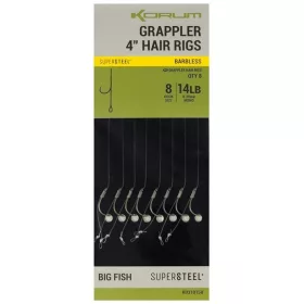   Korum Grappler Hair Rigs 10cm 14 Cârlige Monofil Pre-legate Fără Barbă cu Ochi 8buc