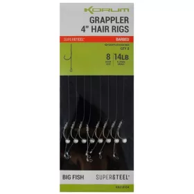   Korum Grappler Hair Rigs 10cm 14 Cârlige Monofil Pre-legate cu Barbă și Ochi 8buc