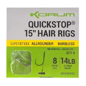   Korum Grappler Hair Rigs 38cm 14 Cârlig monofil pre-legat fără barbă și ochet