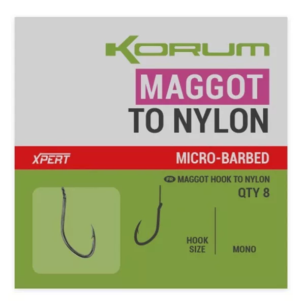 Korum Xpert Maggot Hooks To Nylon Monofil Cârlig Cu Barbetă Legat Înainte 16