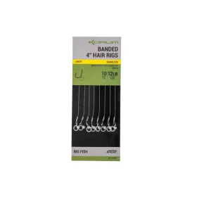   Korum Banded Hair Rigs 12 Barbless Cârlig Monofilament Legat fără Barbă, cu Ochi 8buc