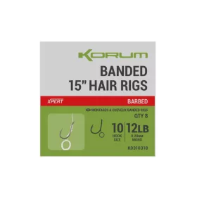   Korum Banded Hair Rigs 8 Barbed Cârlig Monofilament Legat cu Barbă, cu Ochi 8buc