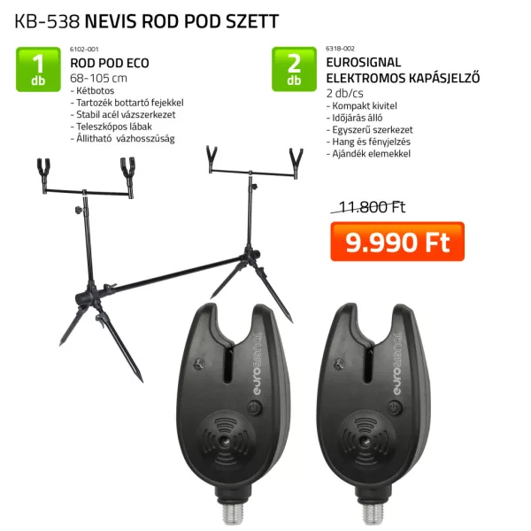 Nevis Eco Rod Pod + Eurosignal Semnalizator Electronic de Mușcătură Set Pescuit