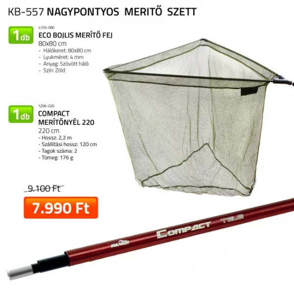 Nevis Eco Cap de minciog pentru boilies, Mâner de minciog Compact 220 Set de pescuit