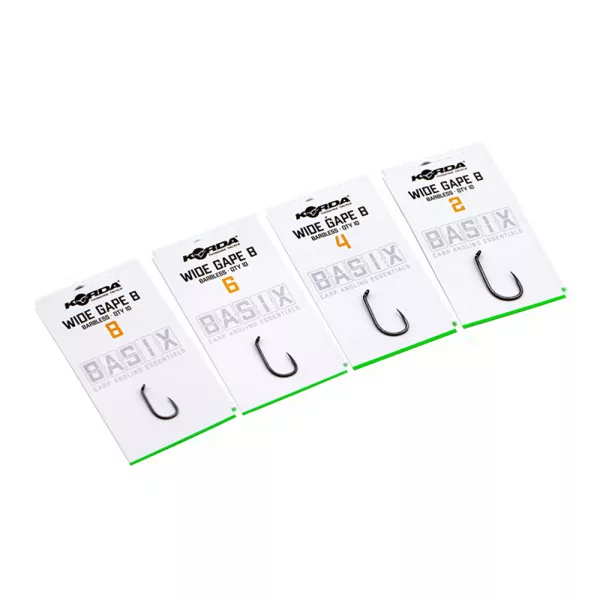 Korda Basix Wide Gape Barbless 8 Cârlig cu ochet, fără barbă 10 buc