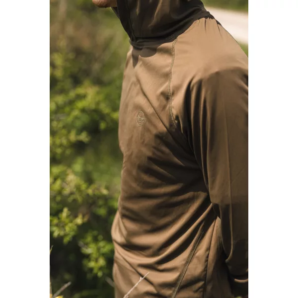 Korda Dark Khaki UPF Hooded Top Hosszú Ujjú UV Póló S