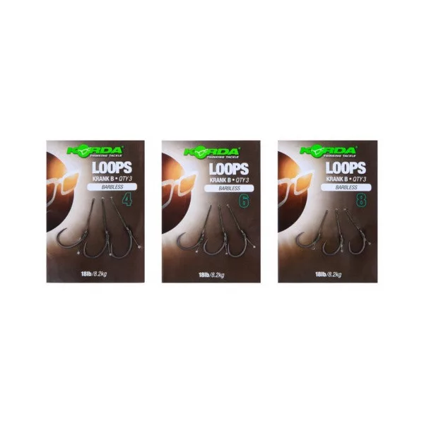 Korda Loop Rigs Size 8 Krank Barbless 18lb - montură pre-legată pentru crap